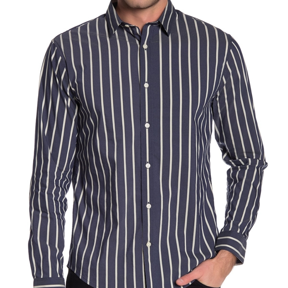 Vince Striped Collar Shirt